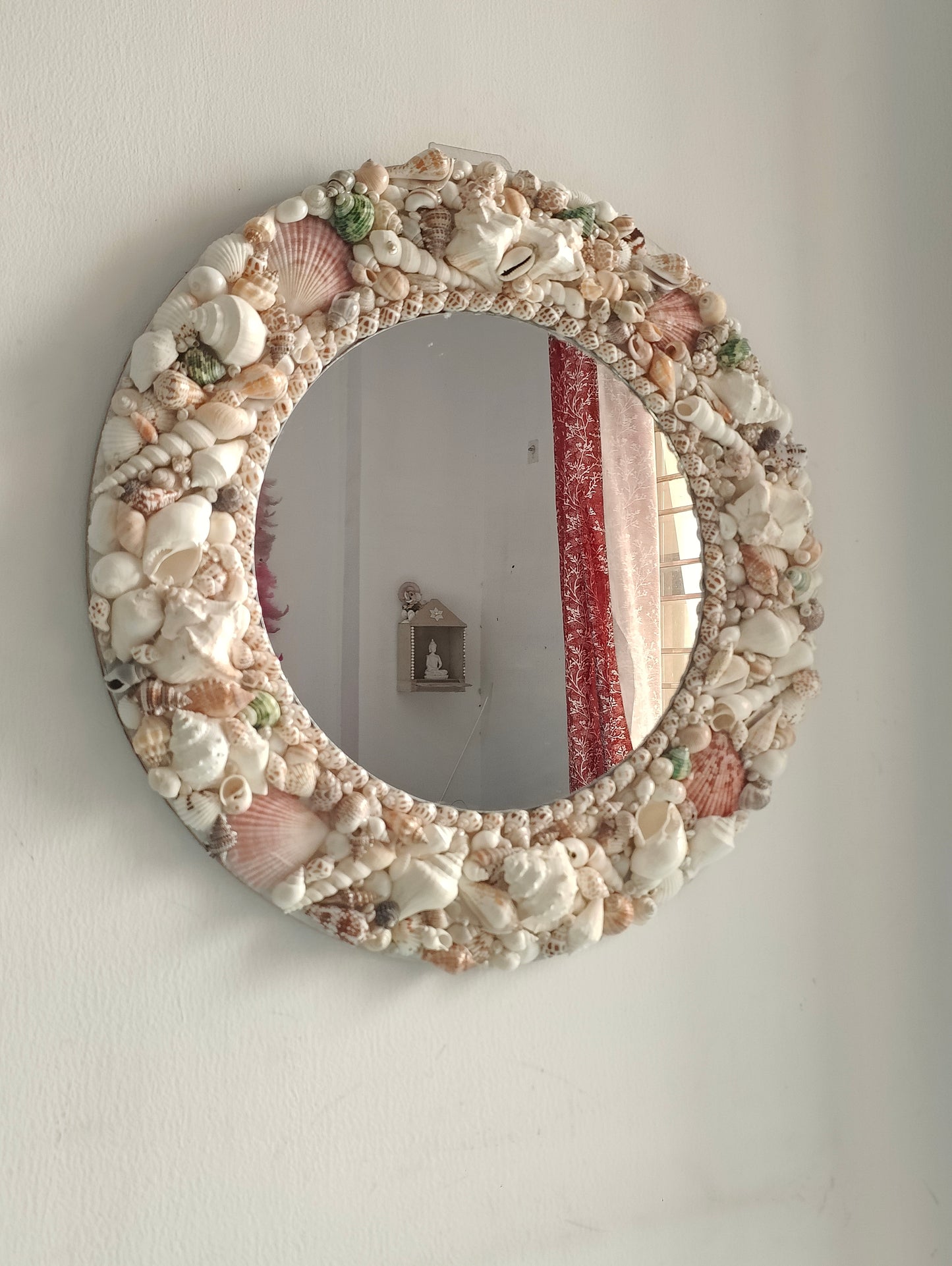 Handcrafted Round Sea Shell Mirror – Coastal Wall Decor 18inch
