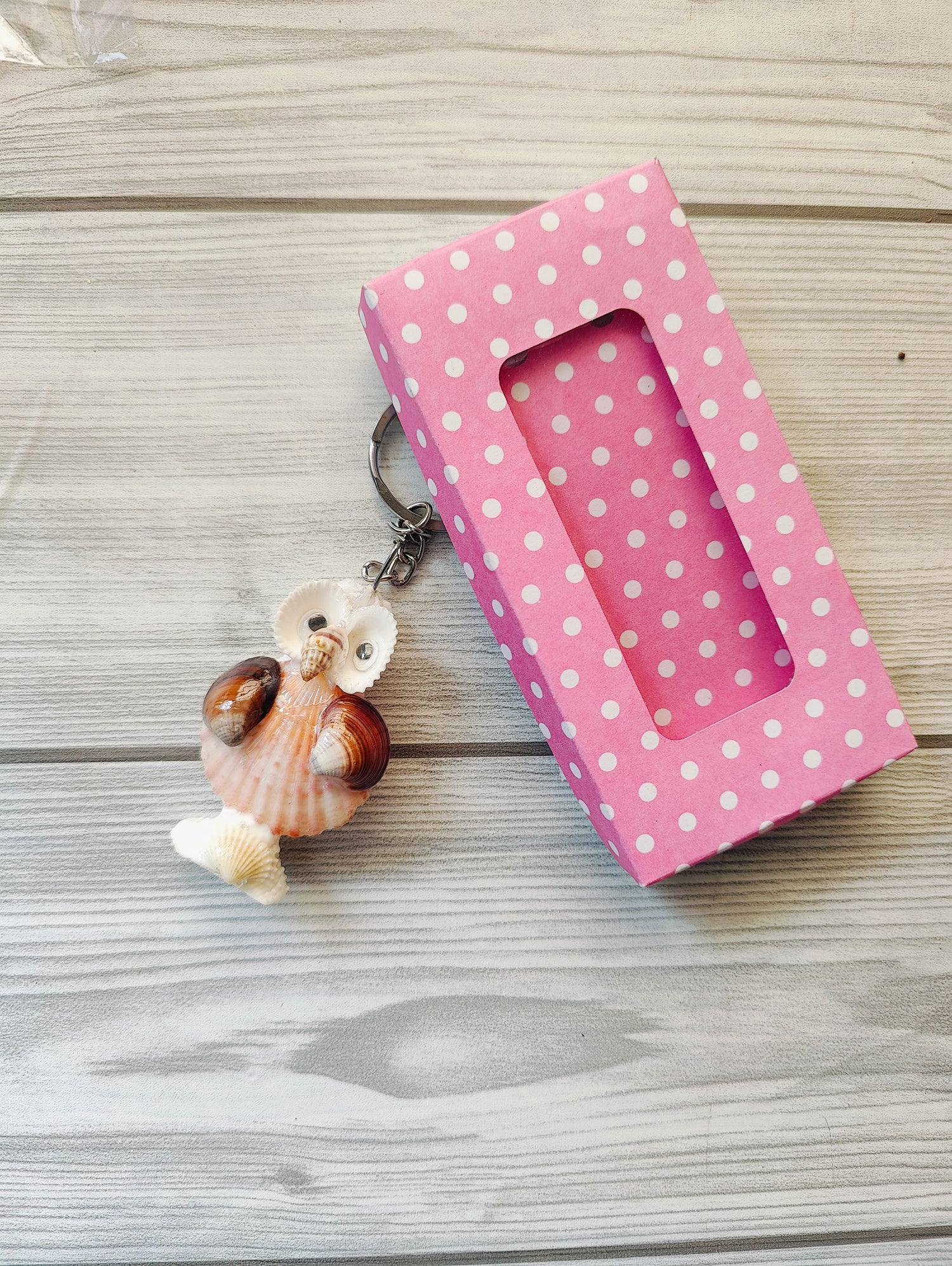 Handcrafted Seashell Owl Keychain – With Gift Box - Shellkrafts