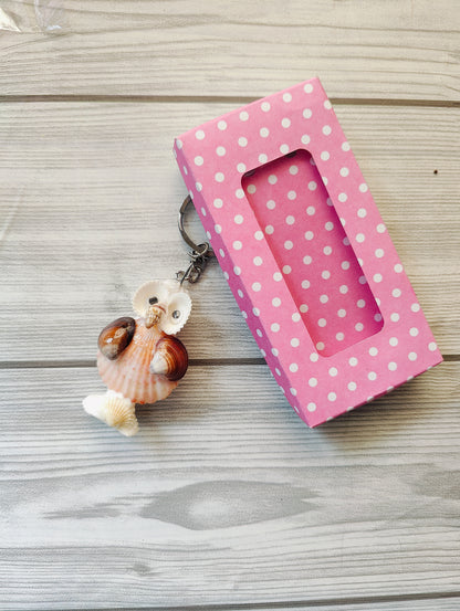 Handcrafted Seashell Owl Keychain – With Gift Box - Shellkrafts