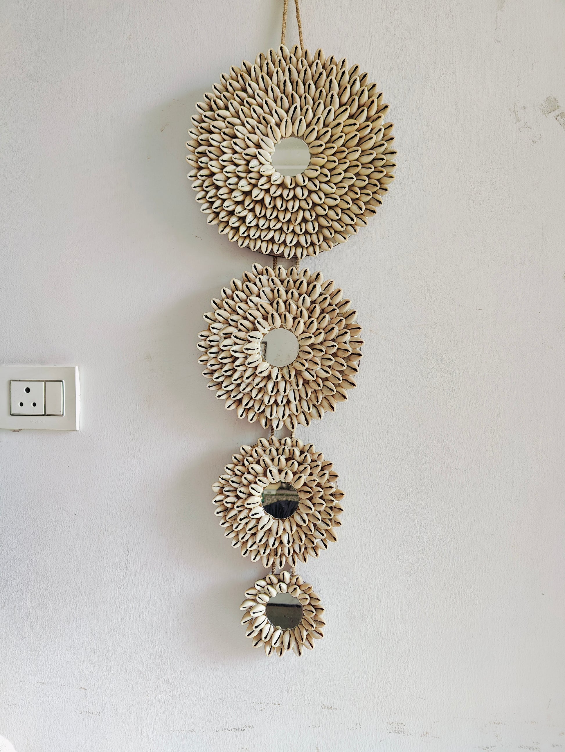 Handcrafted Sunflower Flower Mirror – Boho Wall Accent - Shellkrafts