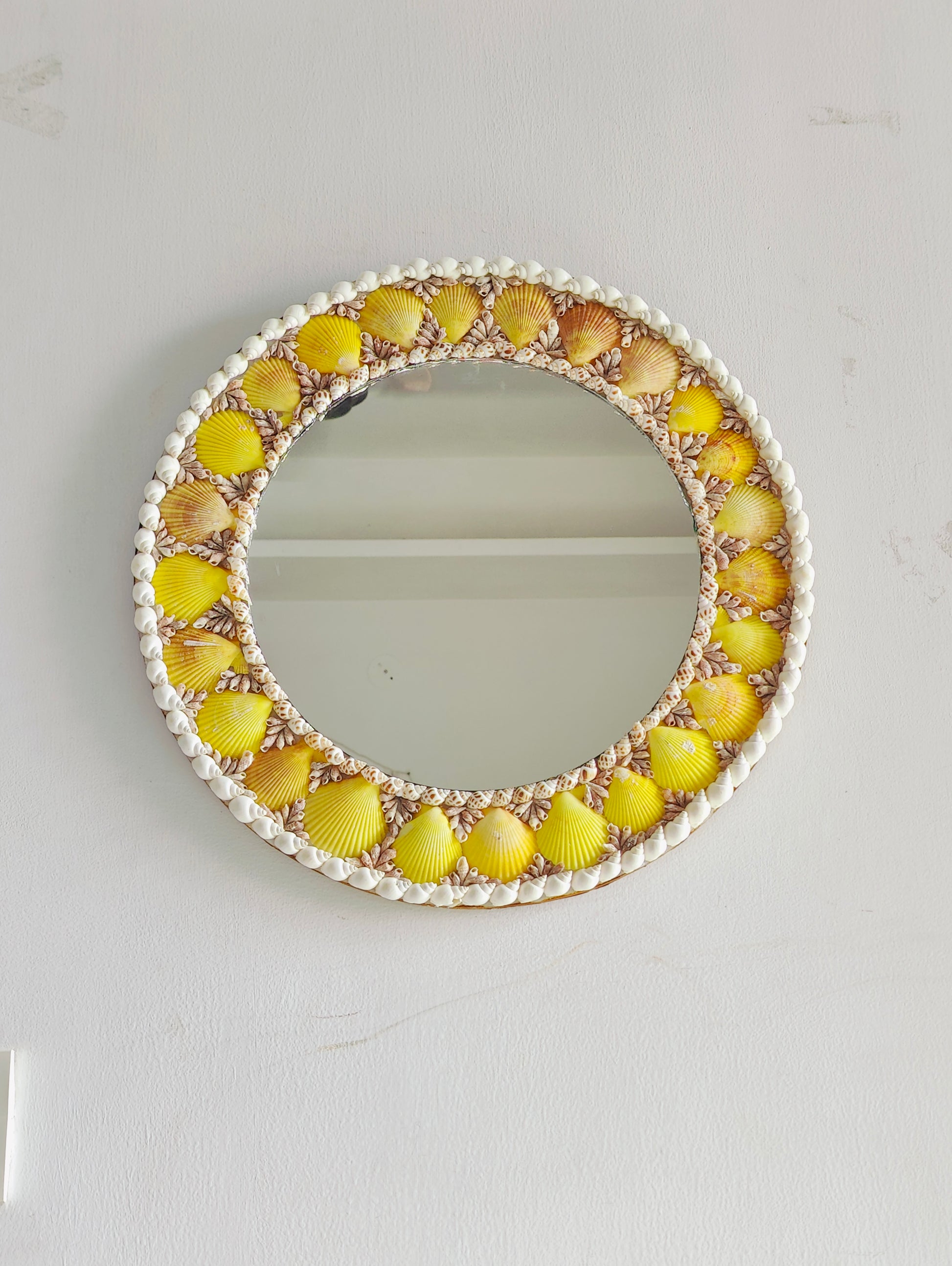 Handcrafted Floral Sunburst Mirror – Boho Wall Décor Accent 18inch - Shellkrafts