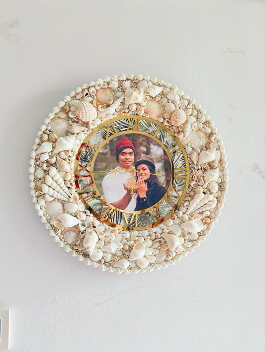 Personalised Photo clock-Boho Aura Floral Clock 19inch - Shellkrafts