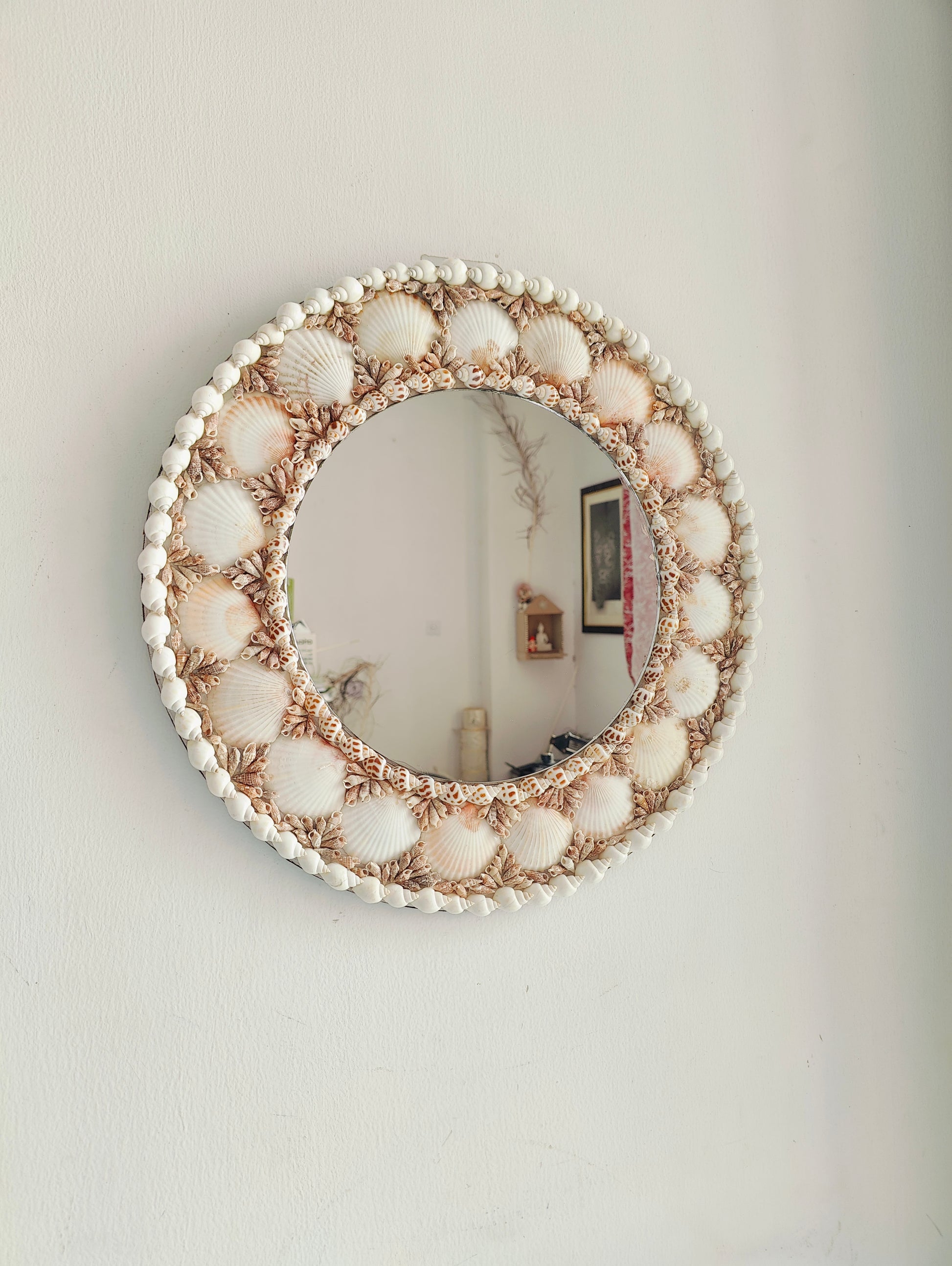 Coastal Charm Handcrafted Shell Mirror – Round Wall Decor 2ft - Shellkrafts