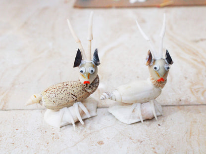 Handmade Seashell Deer Figurines – Coastal Decorative Miniature Set - Shellkrafts