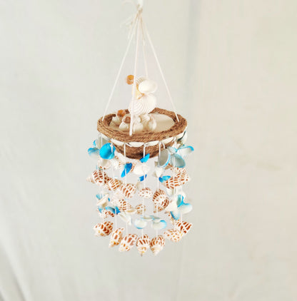 Mini shell windchime with bird nest 15inch - Shellkrafts