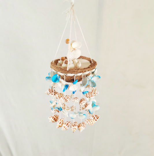 Mini shell windchime with bird nest 15inch