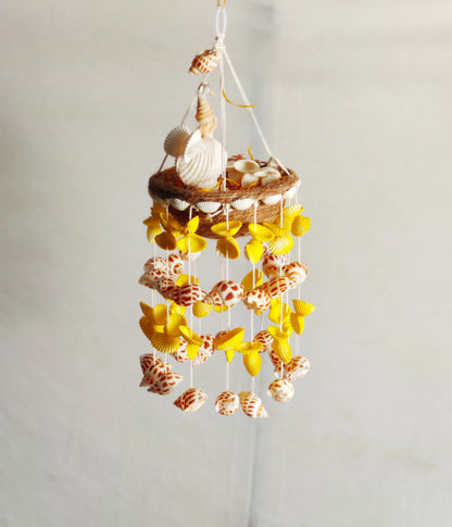 Mini shell windchime with bird nest 15inch - Shellkrafts
