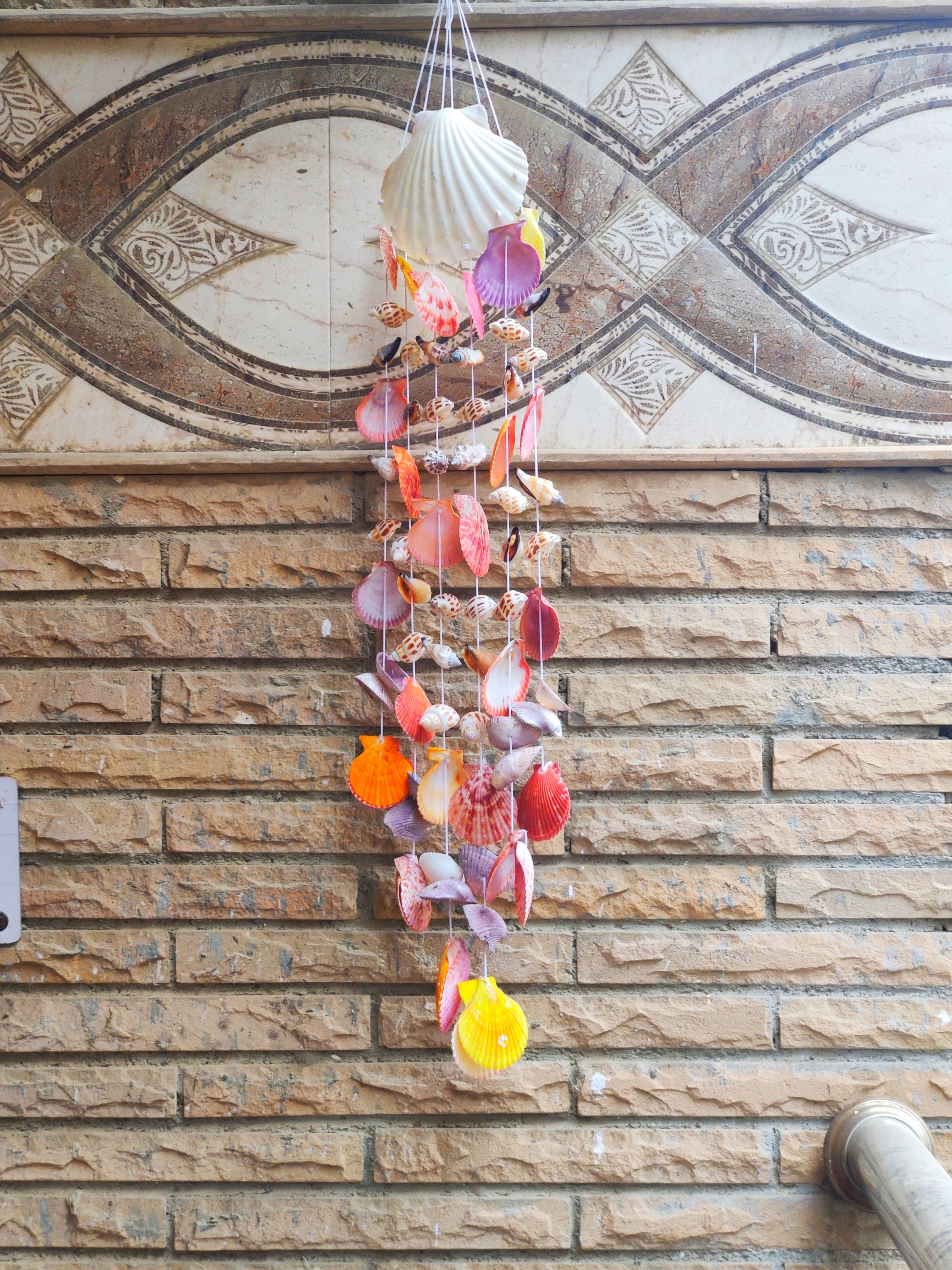 Vibrant Seashell Wind Chime – Handcrafted Coastal Hanging Décor 24inch - Shellkrafts