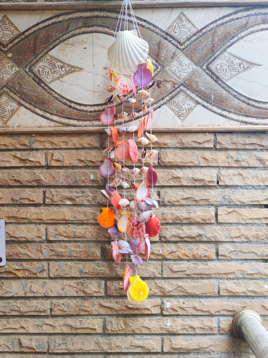 Vibrant Seashell Wind Chime – Handcrafted Coastal Hanging Décor 24inch - Shellkrafts