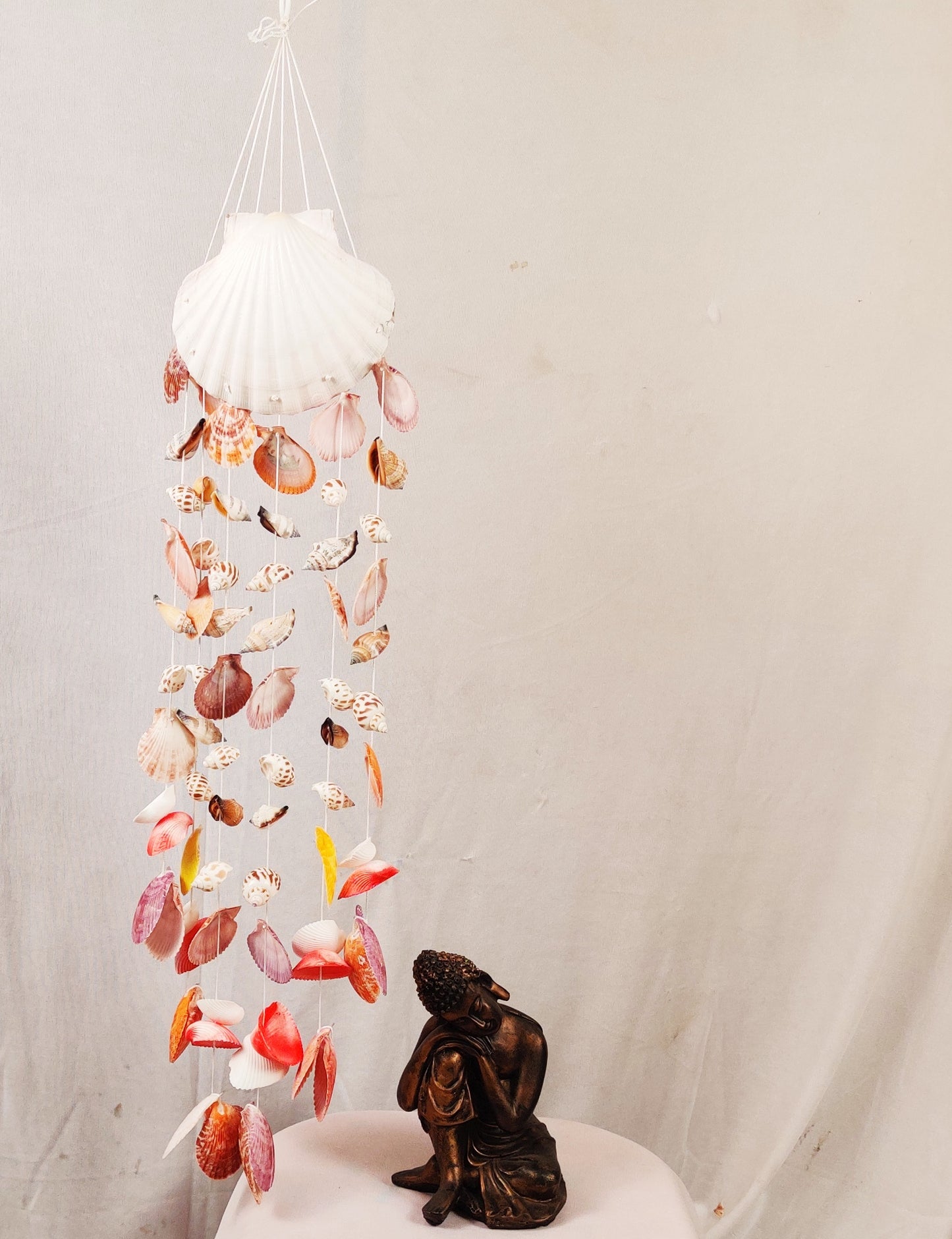 Vibrant Seashell Wind Chime – Handcrafted Coastal Hanging Décor 24inch - Shellkrafts