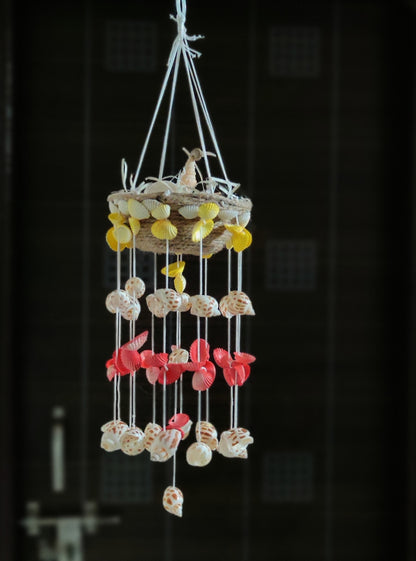 Mini shell windchime with bird nest 15inch - Shellkrafts