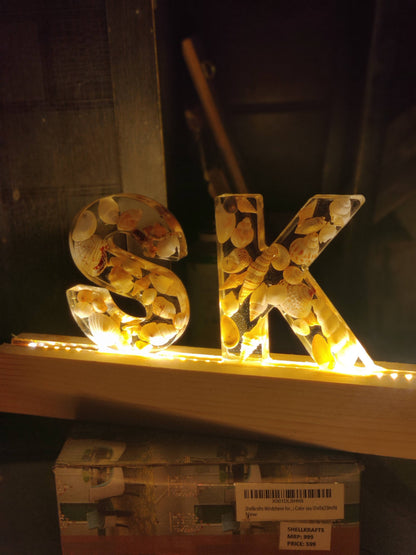 Personalized Seashell Resin LED Couple Alphabet with Names - Shellkrafts