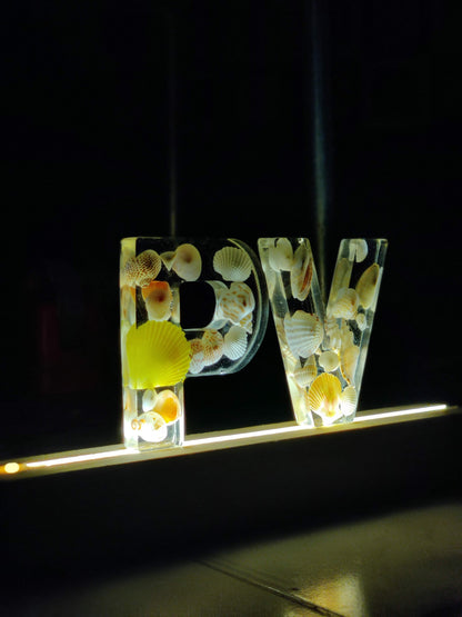 Personalized Seashell Resin LED Couple Alphabet with Names - Shellkrafts