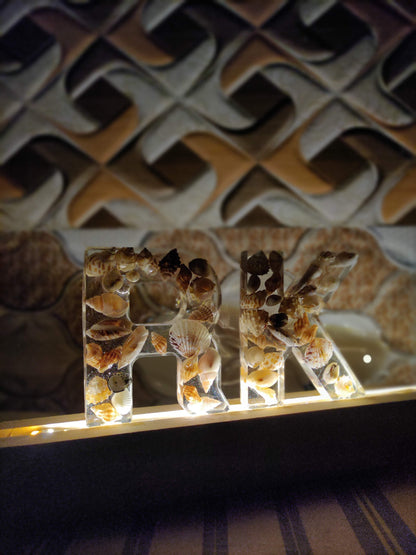 Personalized Seashell Resin LED Couple Alphabet with Names - Shellkrafts