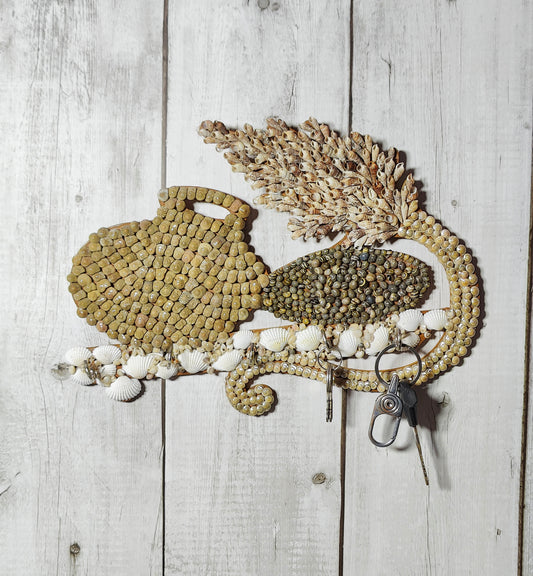 Handcrafted Coastal Shell Mosaic Key Holder