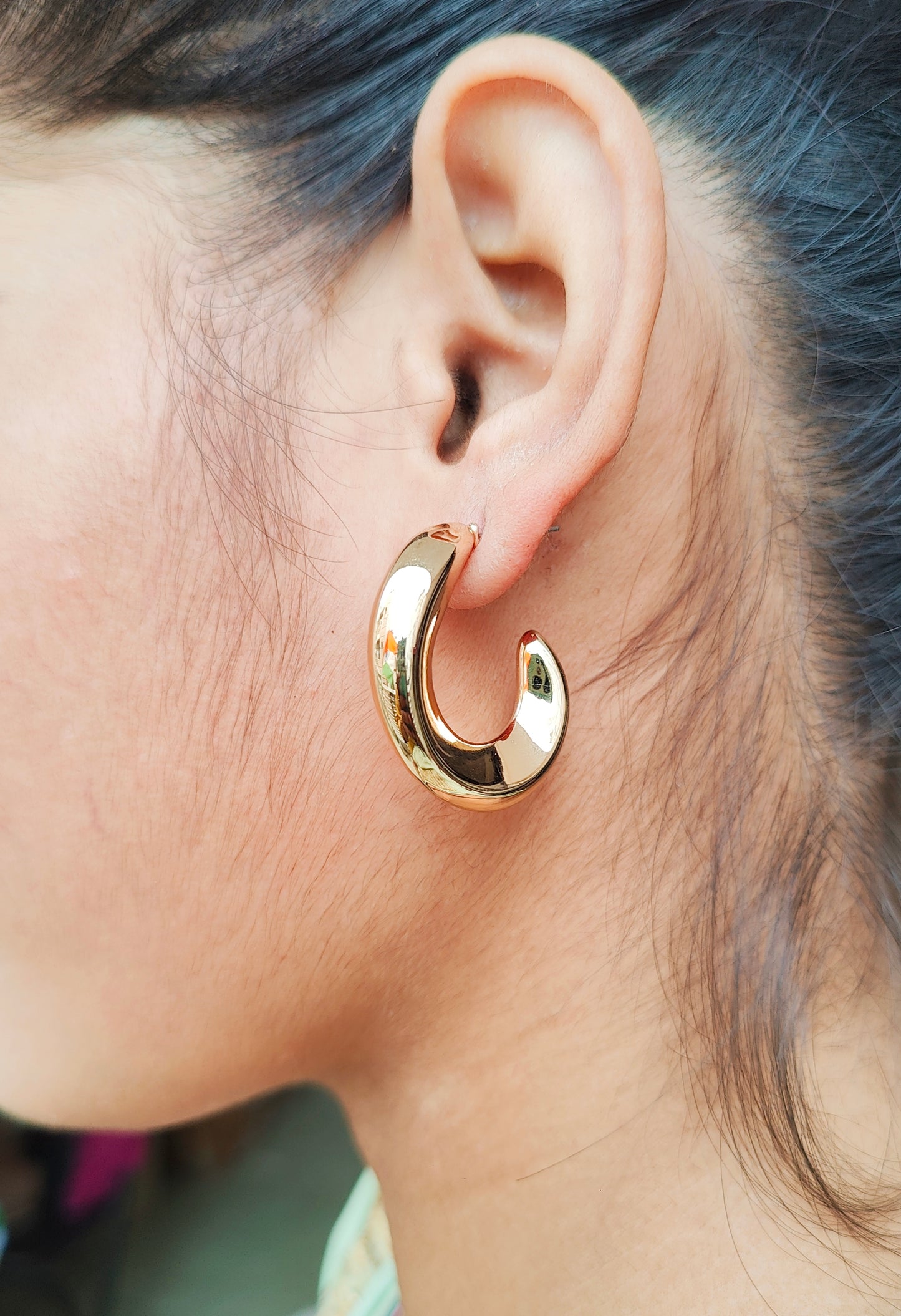 Bold Chunky Gold Hoop Earring