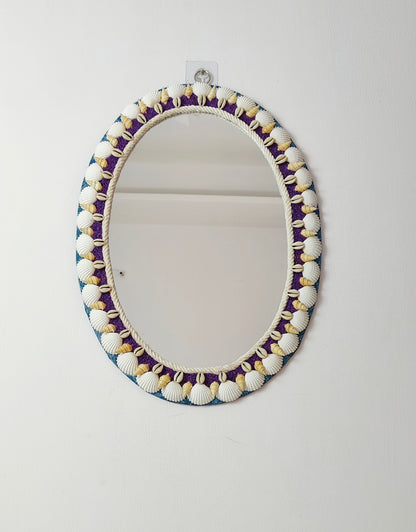 Sea shell Mirror-Purple sand and shells crafted 16x22inch - Shellkrafts