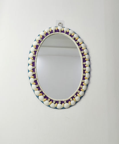 Sea shell Mirror-Purple sand and shells crafted 16x22inch - Shellkrafts