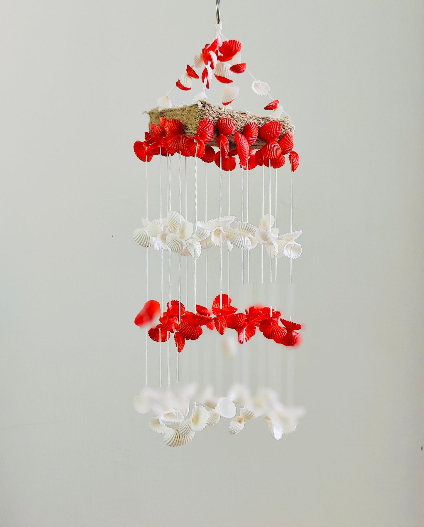 Red Mini sea shell Hanging for Home decor 15 inch