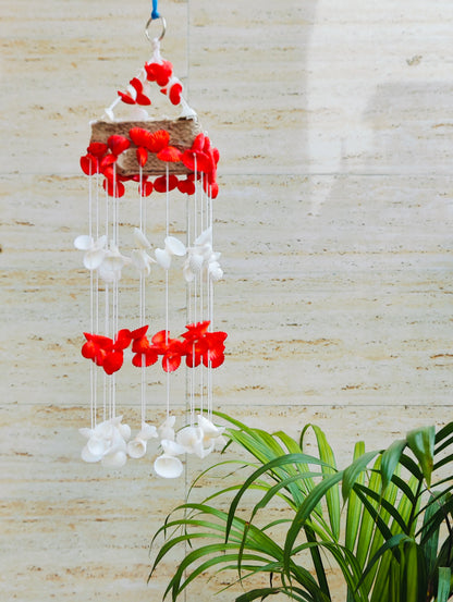 Red Mini sea shell Hanging for Home decor 15 inch - Shellkrafts