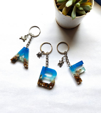 Handmade Resin Beach Keychain with Charm - Shellkrafts