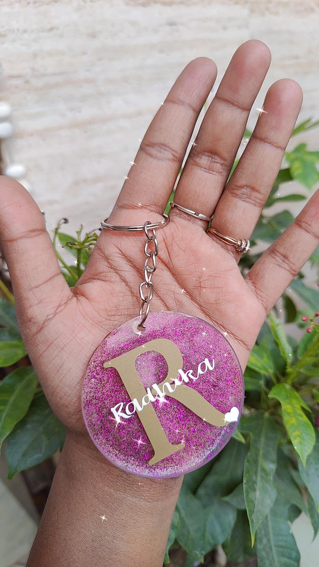 Personalized Resin Keychain - Custom Name Initial Keyring - Shellkrafts