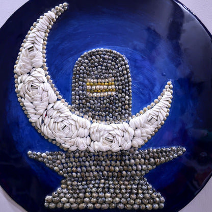 Shiva Lingam Shell Art Plate – Handcrafted Sea Shell Wall Decor 24Inch - Shellkrafts