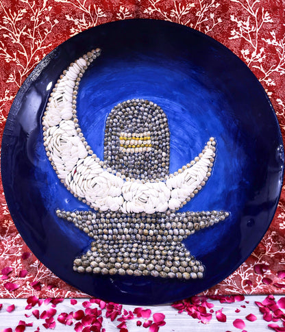 Shiva Lingam Shell Art Plate – Handcrafted Sea Shell Wall Decor 24Inch - Shellkrafts