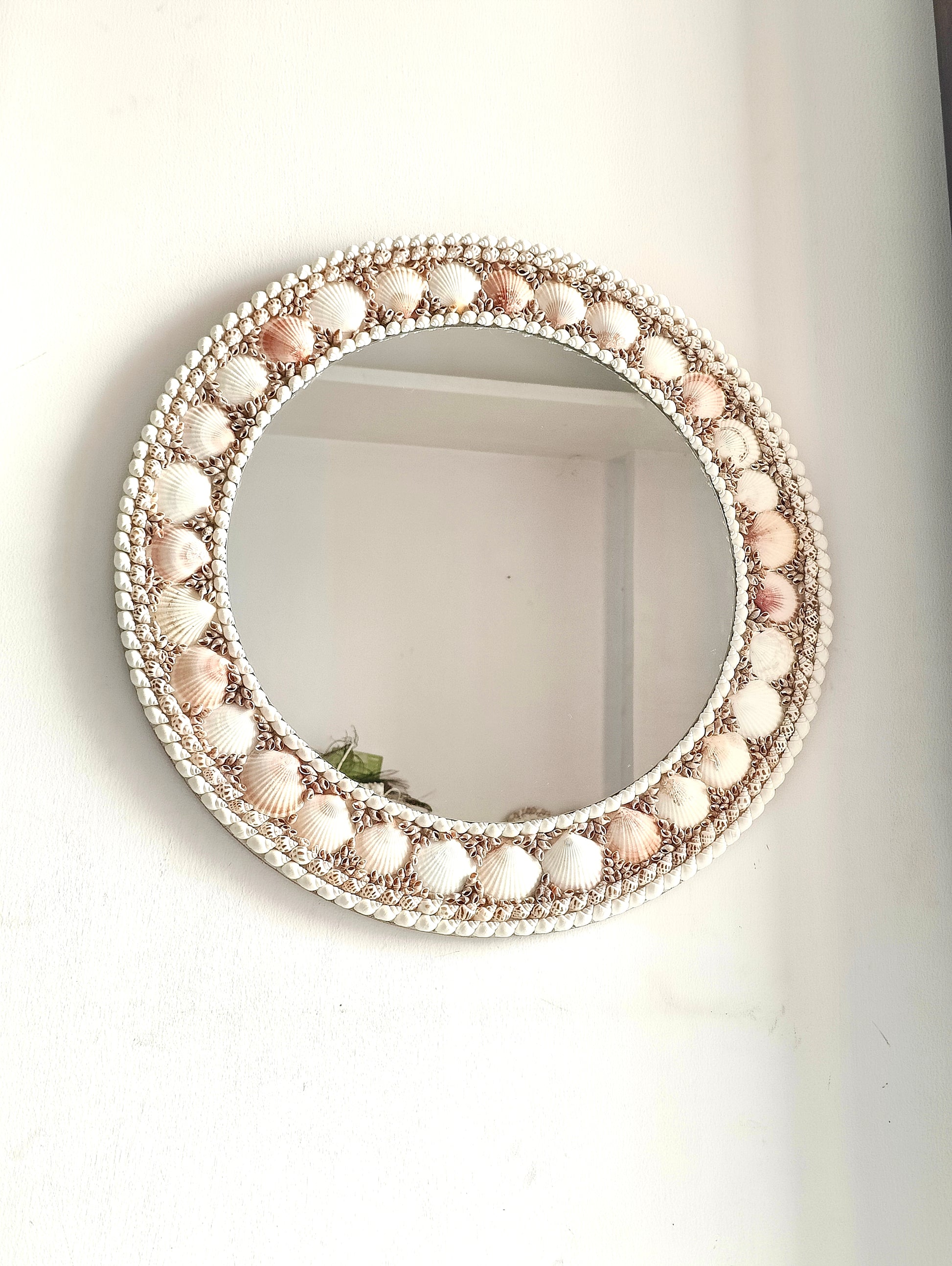 Coastal Charm Handcrafted Shell Mirror – Round Wall Decor 2ft - Shellkrafts
