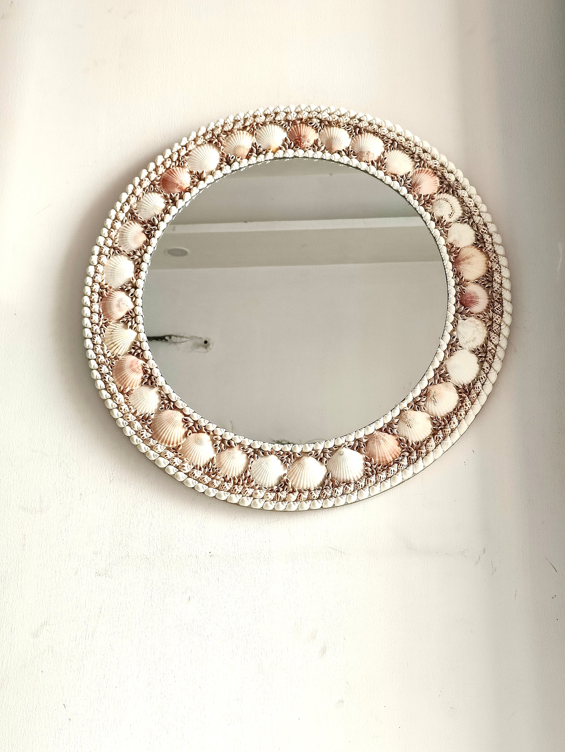 Coastal Charm Handcrafted Shell Mirror – Round Wall Decor 2ft - Shellkrafts