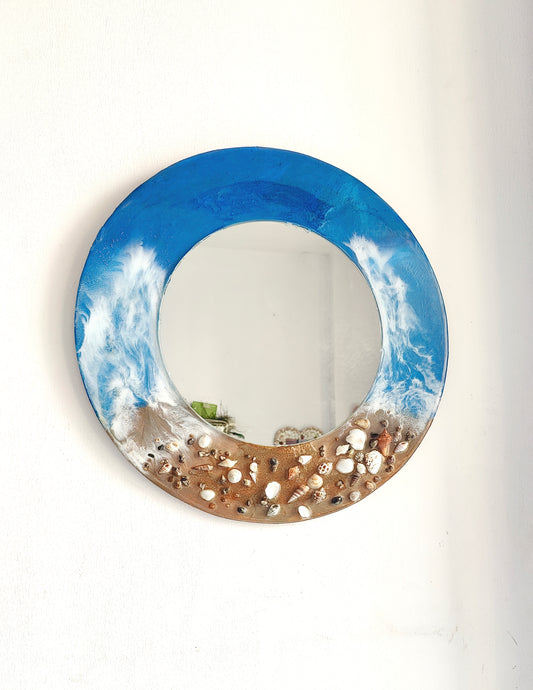 Coastal Wave Seashell Wall Mirror – Handcrafted Ocean-Inspired Decor 20inch