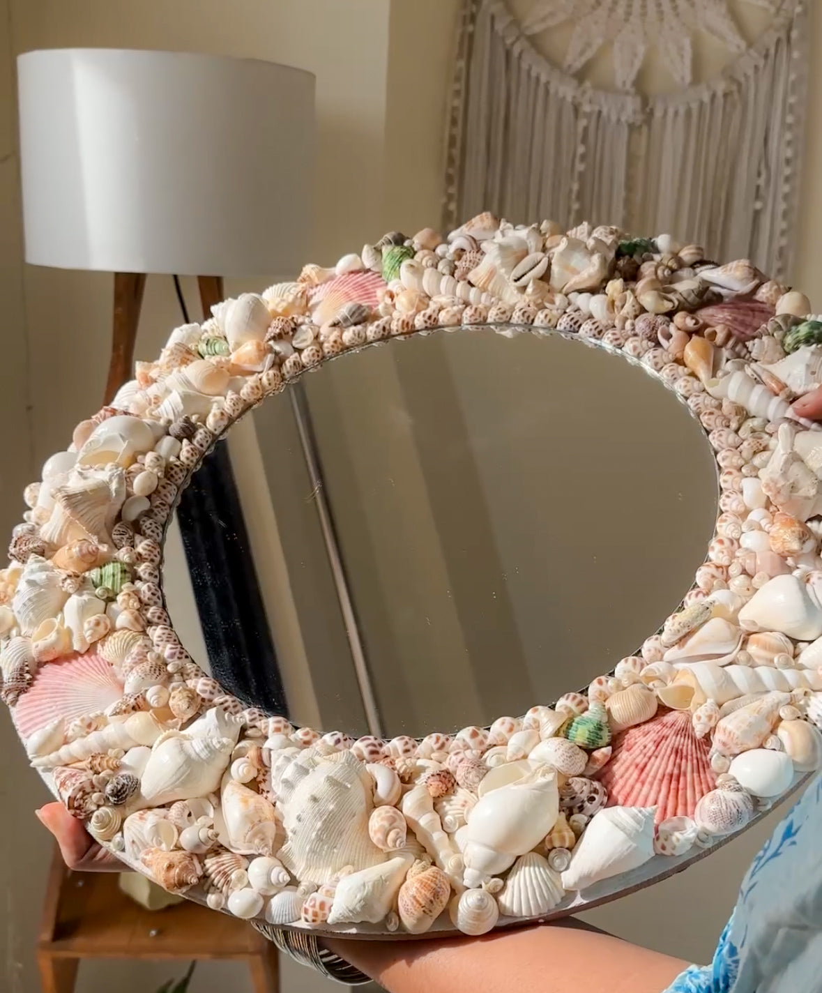 Handcrafted Round Sea Shell Mirror – Coastal Wall Decor 18inch