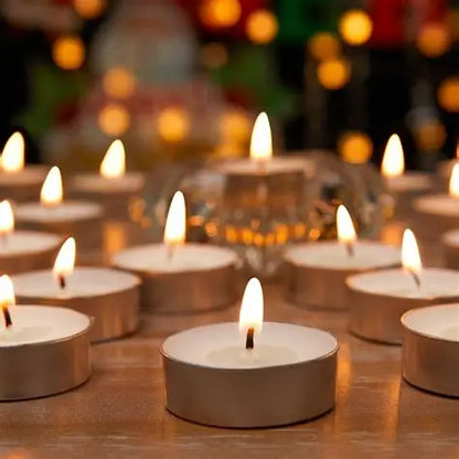 50 Pcs Smokeless Tealight Candles | Long-Burning White Tealight Candles for Diwali, Pooja, Home Décor, Festivals & Gifting