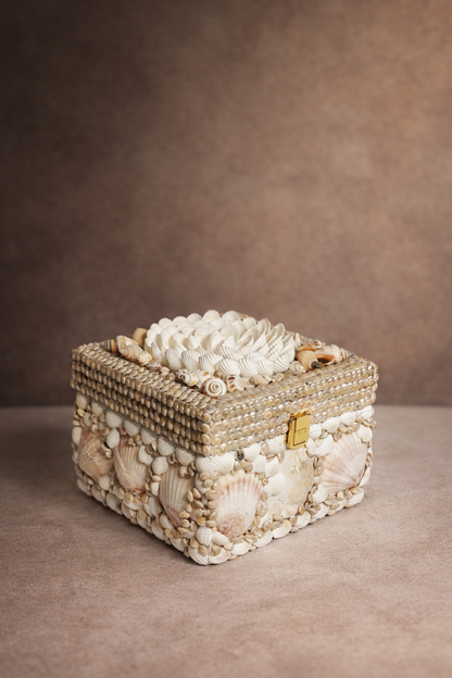 Wooden Sea shell Bohemian Jewel box 6X6 INCH - Shellkrafts