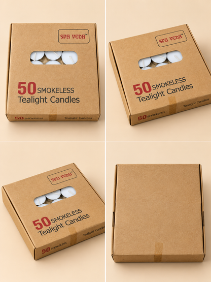50 Pcs Smokeless Tealight Candles | Long-Burning White Tealight Candles for Diwali, Pooja, Home Décor, Festivals & Gifting