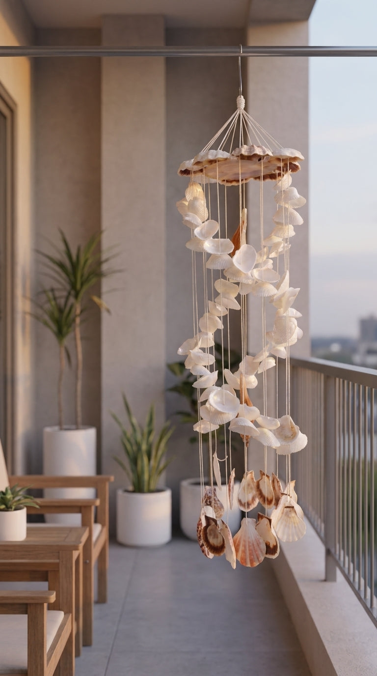 Coastal Seashell Wind Chime – Handcrafted Nautical Décor - Shellkrafts