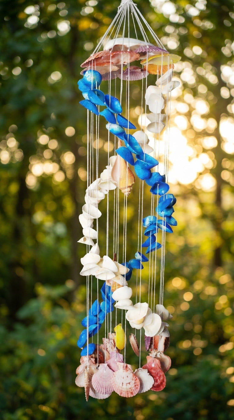 Coastal Seashell Wind Chime – Handcrafted Nautical Décor - Shellkrafts