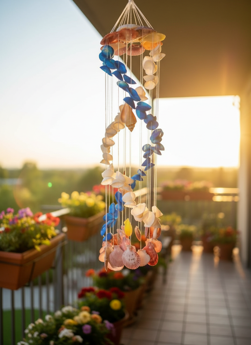 Coastal Seashell Wind Chime – Handcrafted Nautical Décor - Shellkrafts