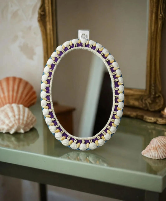 Sea shell Mirror-Purple sand and shells crafted 16x22inch