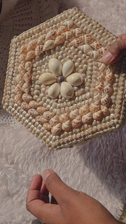 Coastal Charm: Hexagon Shell Trinket Box
