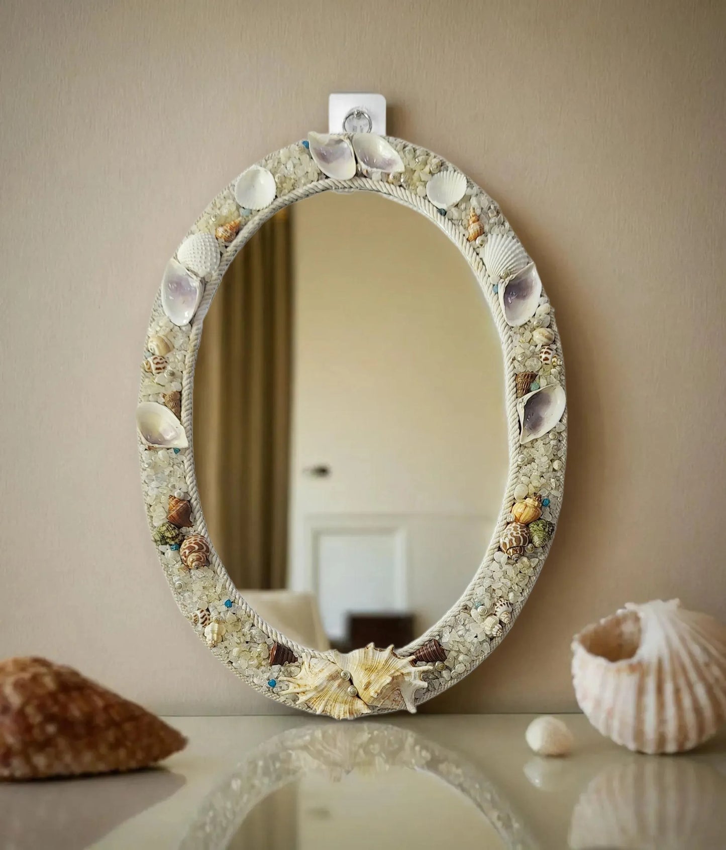 Coastal Seashell Mirror – Handcrafted Ocean-Inspired Wall Décor